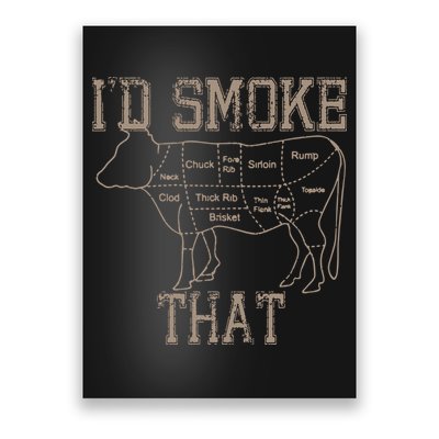 Chef Butcher Cook BBQ Id Smoke That Cow Beef Funny Gift Poster