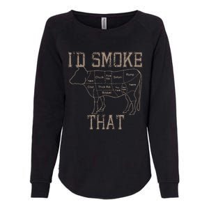 Chef Butcher Cook BBQ Id Smoke That Cow Beef Funny Gift Womens California Wash Sweatshirt