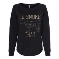 Chef Butcher Cook BBQ Id Smoke That Cow Beef Funny Gift Womens California Wash Sweatshirt