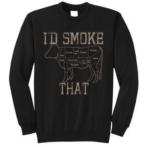 Chef Butcher Cook BBQ Id Smoke That Cow Beef Funny Gift Tall Sweatshirt