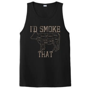 Chef Butcher Cook BBQ Id Smoke That Cow Beef Funny Gift PosiCharge Competitor Tank