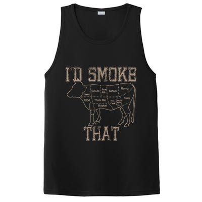 Chef Butcher Cook BBQ Id Smoke That Cow Beef Funny Gift PosiCharge Competitor Tank