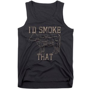 Chef Butcher Cook BBQ Id Smoke That Cow Beef Funny Gift Tank Top