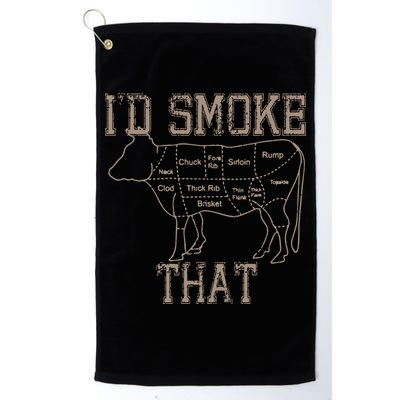 Chef Butcher Cook BBQ Id Smoke That Cow Beef Funny Gift Golf Towel