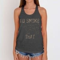 Chef Butcher Cook BBQ Id Smoke That Cow Beef Funny Gift Women's Knotted Racerback Tank