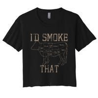 Chef Butcher Cook BBQ Id Smoke That Cow Beef Funny Gift Women's Crop Top Tee