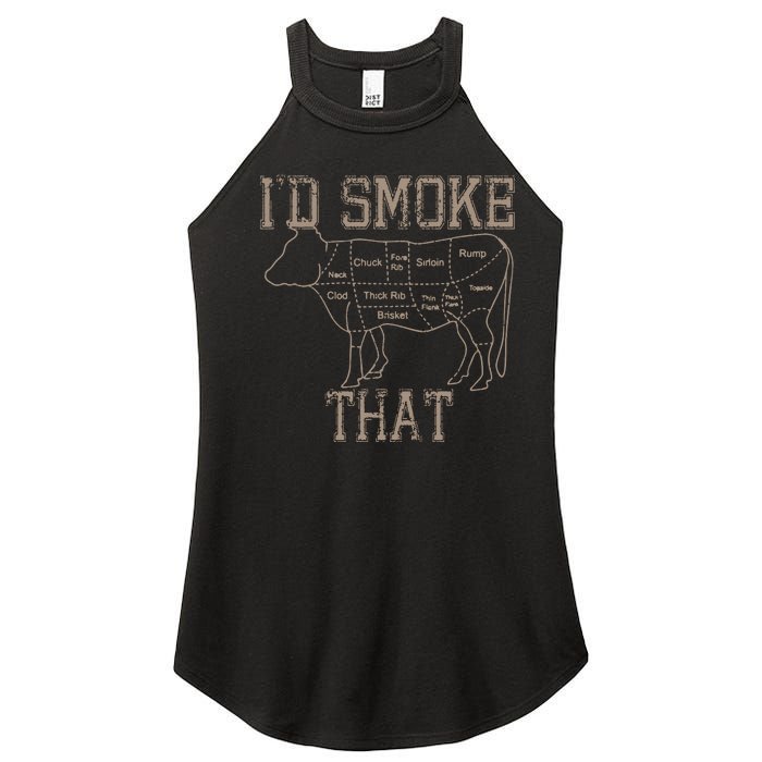 Chef Butcher Cook BBQ Id Smoke That Cow Beef Funny Gift Women's Perfect Tri Rocker Tank