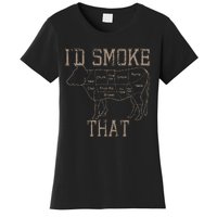 Chef Butcher Cook BBQ Id Smoke That Cow Beef Funny Gift Women's T-Shirt