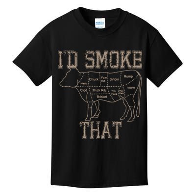 Chef Butcher Cook BBQ Id Smoke That Cow Beef Funny Gift Kids T-Shirt