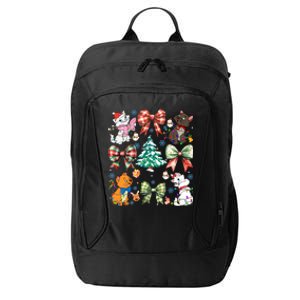 Coquette Bow Christmas Tree Cute Cats Christmas Lights City Backpack