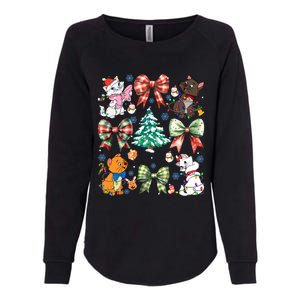 Coquette Bow Christmas Tree Cute Cats Christmas Lights Womens California Wash Sweatshirt