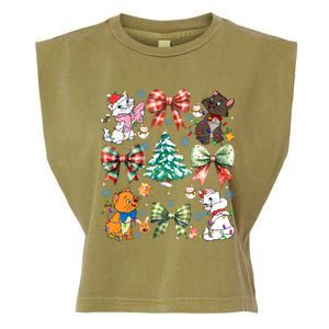 Coquette Bow Christmas Tree Cute Cats Christmas Lights Garment-Dyed Women's Muscle Tee