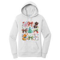 Coquette Bow Christmas Tree Cute Cats Christmas Lights Women's Pullover Hoodie