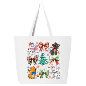 Coquette Bow Christmas Tree Cute Cats Christmas Lights 25L Jumbo Tote