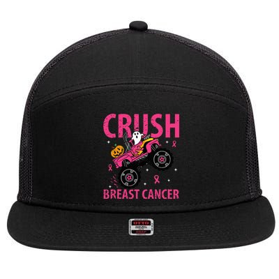 Crush Breast Cancer Awareness Monster Truck Halloween 7 Panel Mesh Trucker Snapback Hat