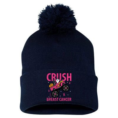 Crush Breast Cancer Awareness Monster Truck Halloween Pom Pom 12in Knit Beanie