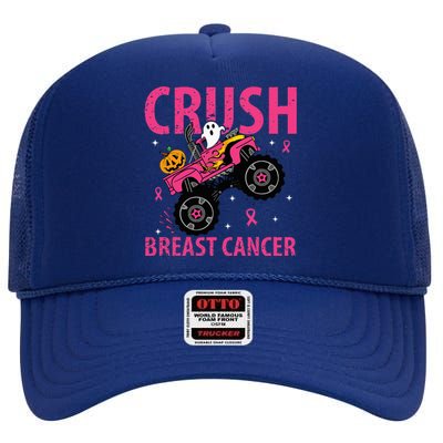 Crush Breast Cancer Awareness Monster Truck Halloween High Crown Mesh Back Trucker Hat