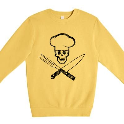 Culinary Badass Cook Skull Funny Chef Humor Cute Gift Premium Crewneck Sweatshirt