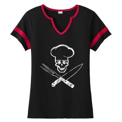 Culinary Badass Cook Skull Funny Chef Humor Cute Gift Ladies Halftime Notch Neck Tee