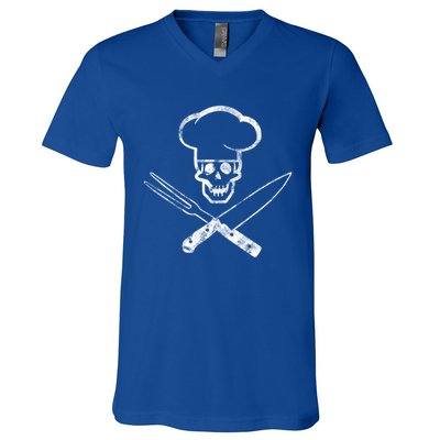 Culinary Badass Cook Skull Funny Chef Humor Cute Gift V-Neck T-Shirt