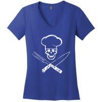 Culinary Badass Cook Skull Funny Chef Humor Cute Gift Women's V-Neck T-Shirt