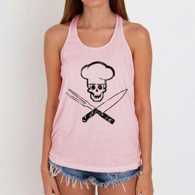 Culinary Badass Cook Skull Funny Chef Humor Cute Gift Women's Knotted Racerback Tank