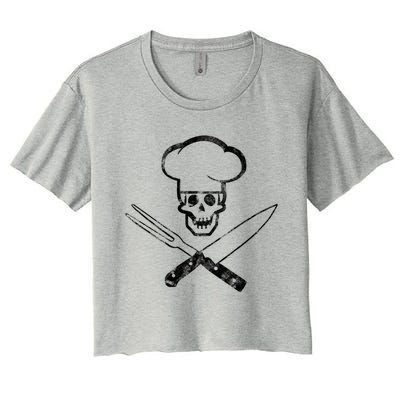 Culinary Badass Cook Skull Funny Chef Humor Cute Gift Women's Crop Top Tee