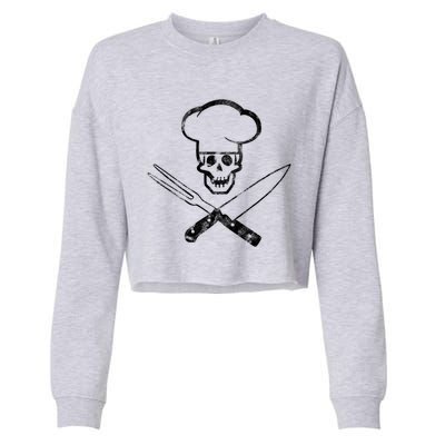 Culinary Badass Cook Skull Funny Chef Humor Cute Gift Cropped Pullover Crew