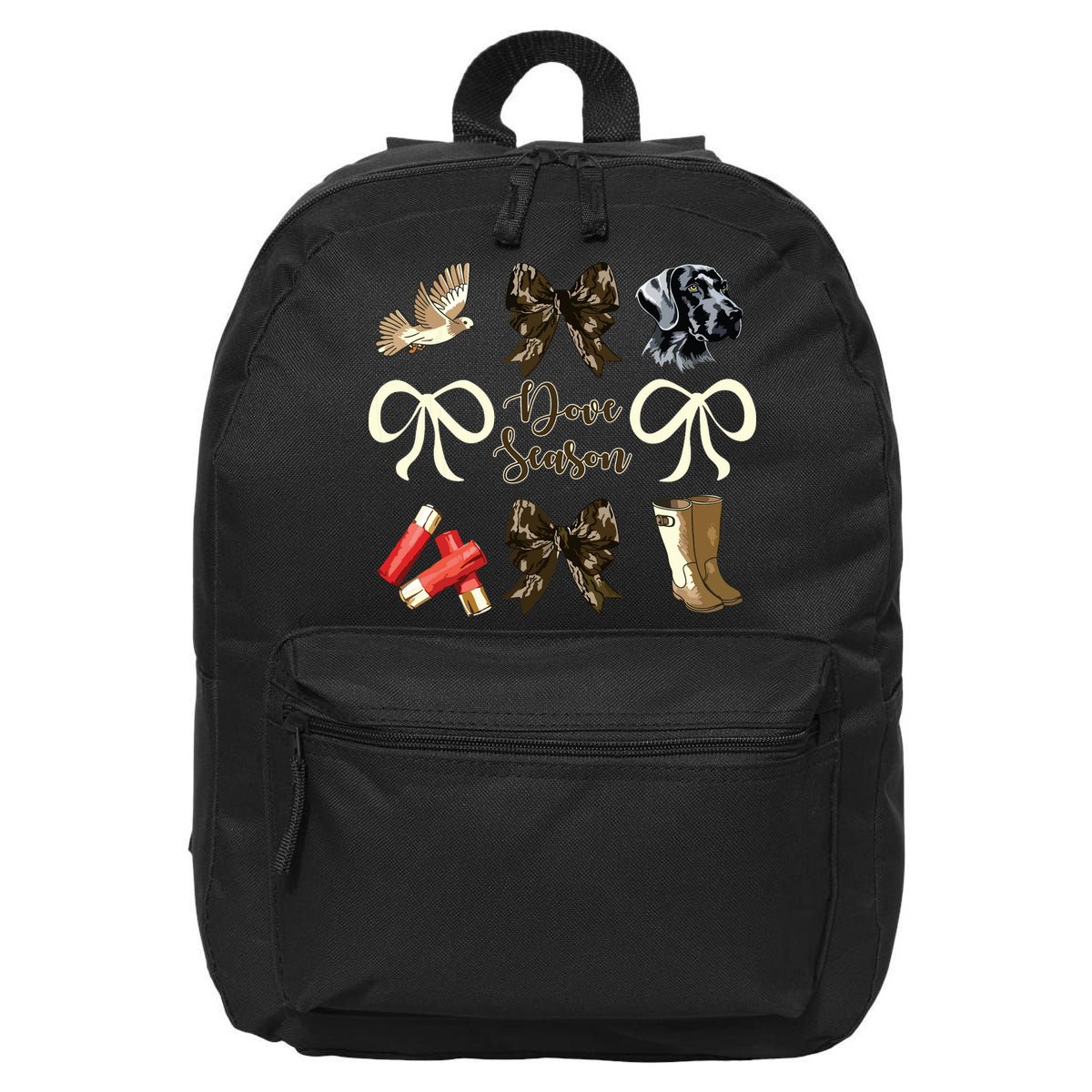 Camo Bow Coquette Dove Season Hunting Dove Hunter Hunt Girl 16 in Basic Backpack