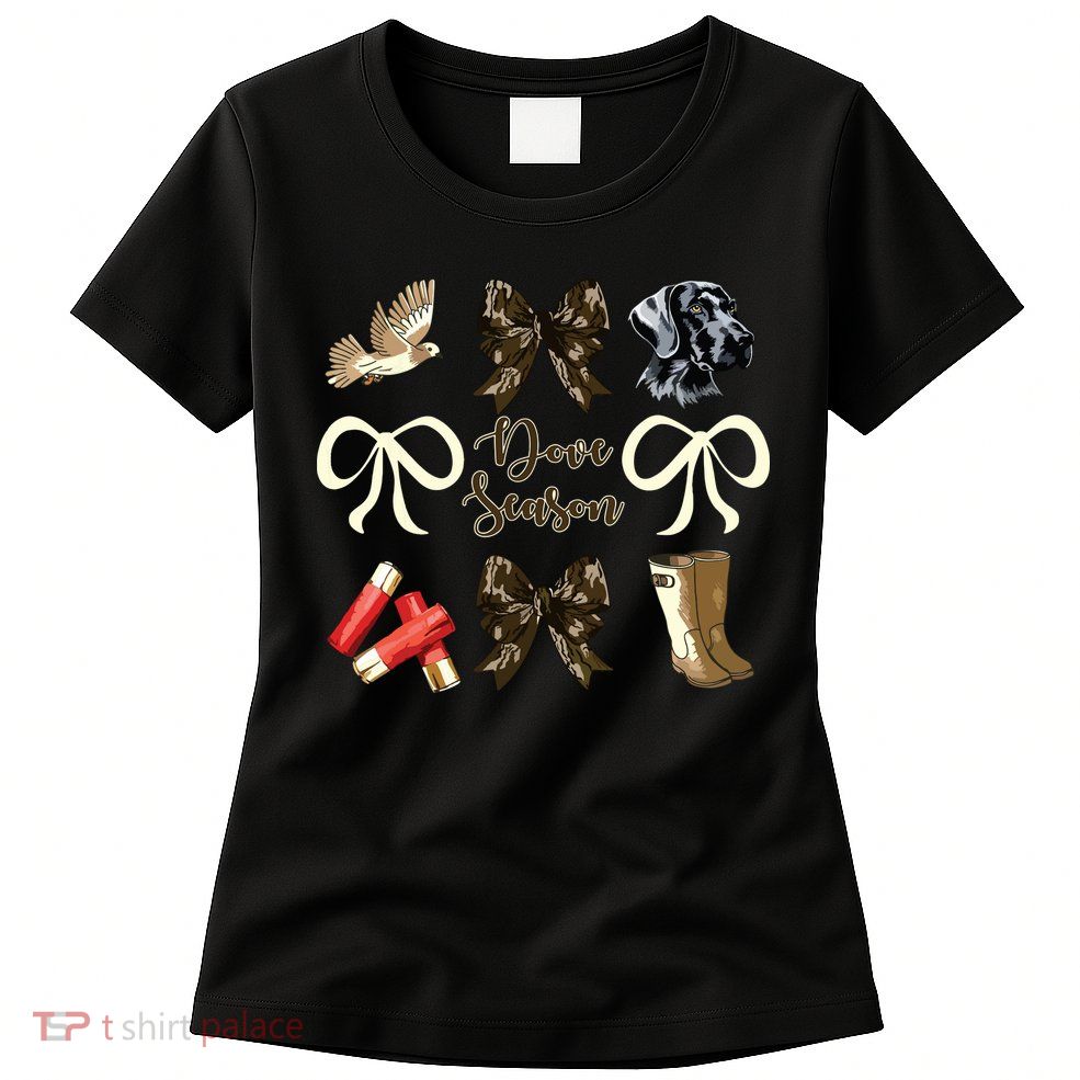 Camo Bow Coquette Dove Season Hunting Dove Hunter Hunt Girl Womens T-Shirt