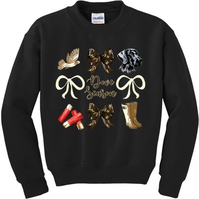 Camo Bow Coquette Dove Season Hunting Dove Hunter Hunt Girl Kids Sweatshirt