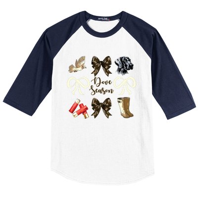 Camo Bow Coquette Dove Season Hunting Dove Hunter Hunt Girl Baseball Sleeve Shirt