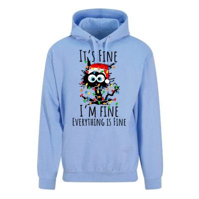 Christmas Black Cat ItS Fine IM Fine Everything Is Fine Unisex Surf Hoodie