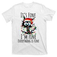 Christmas Black Cat ItS Fine IM Fine Everything Is Fine T-Shirt