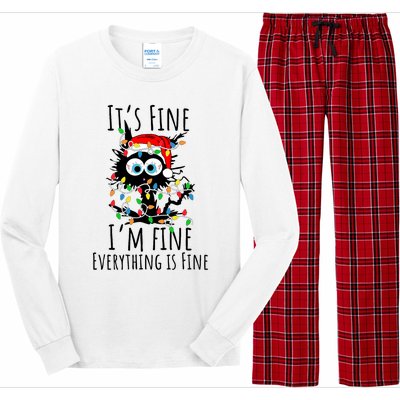 Christmas Black Cat ItS Fine IM Fine Everything Is Fine Long Sleeve Pajama Set