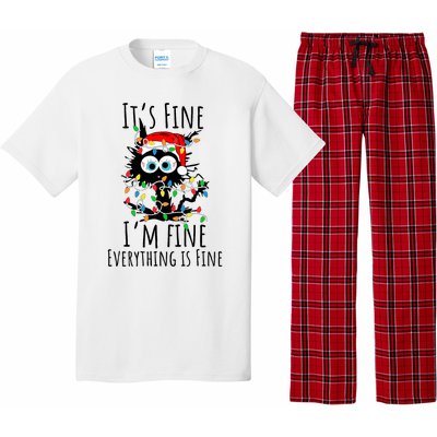 Christmas Black Cat ItS Fine IM Fine Everything Is Fine Pajama Set