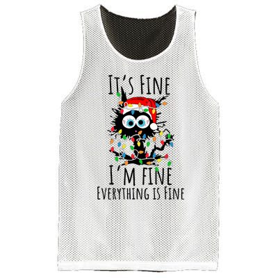 Christmas Black Cat ItS Fine IM Fine Everything Is Fine Mesh Reversible Basketball Jersey Tank