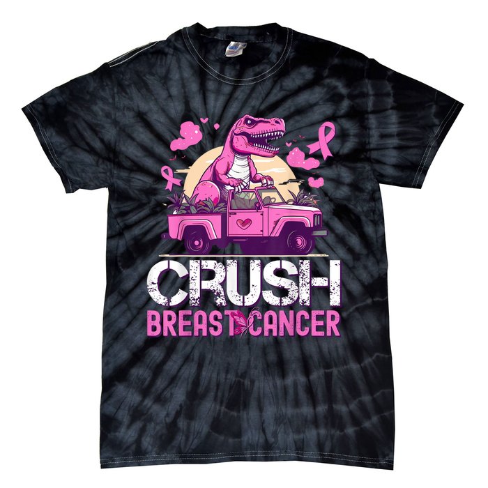 Crush Breast Cancer Awareness Monster Truck Boy Tie-Dye T-Shirt