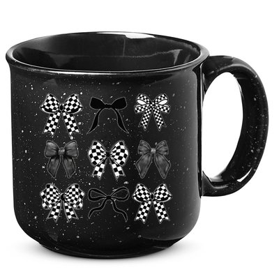 Coquette Bow Checkered Flag Race Car Racing Women Cute 15oz Campfire Ceramic Mug