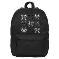 Coquette Bow Checkered Flag Race Car Racing Women Cute 16 in Basic Backpack