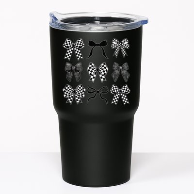 Coquette Bow Checkered Flag Race Car Racing Women Cute Tumbler