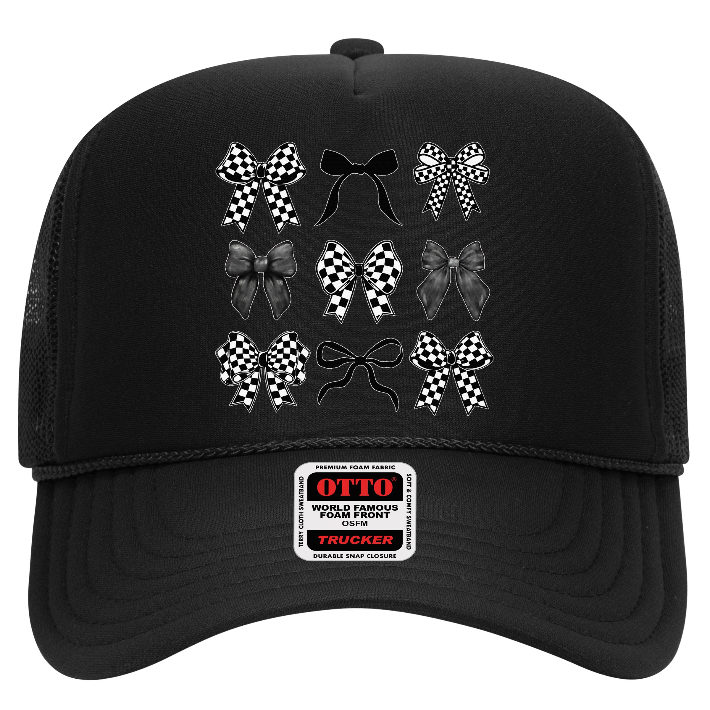 Coquette Bow Checkered Flag Race Car Racing Women Cute Hat