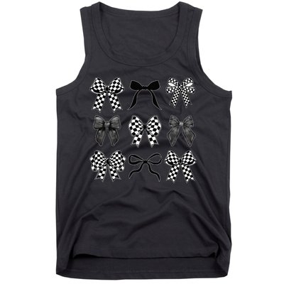 Coquette Bow Checkered Flag Race Car Racing Women Cute Tank Top