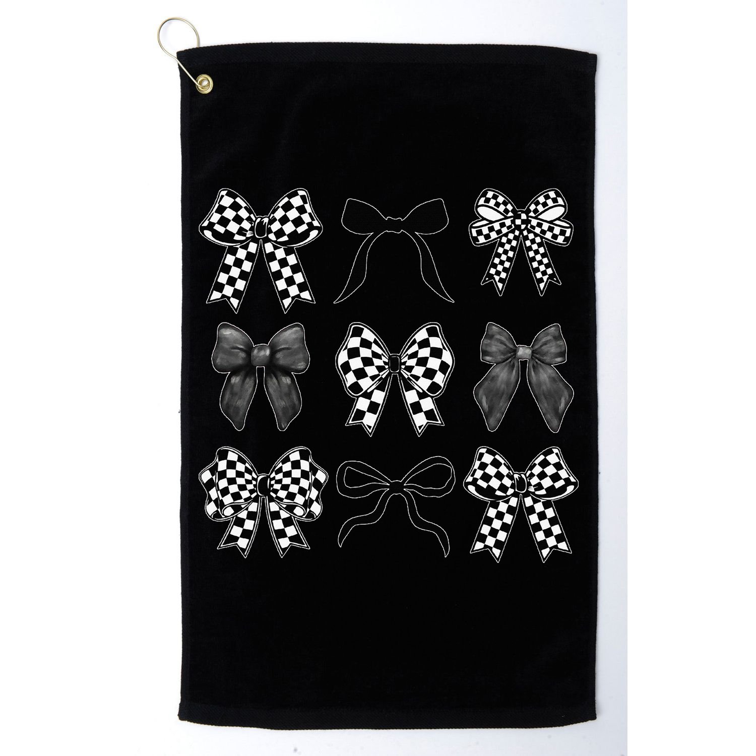 Coquette Bow Checkered Flag Race Car Racing Women Cute Golf Towel