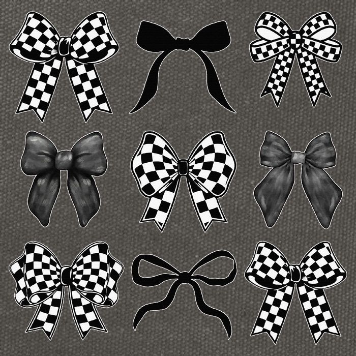 Coquette Bow Checkered Flag Race Car Racing Women Cute Cotton Canvas Backpack