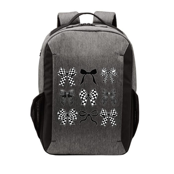 Coquette Bow Checkered Flag Race Car Racing Women Cute Vector Backpack
