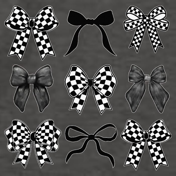 Coquette Bow Checkered Flag Race Car Racing Women Cute Vector Backpack