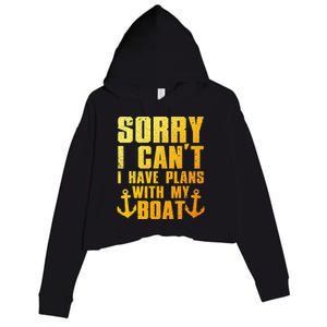 Cool Boat Captain For Pontoon Boat Owners Boating Crop Fleece Hoodie