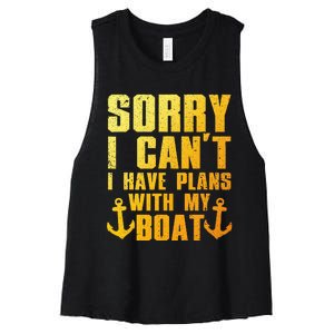 Cool Boat Captain For Pontoon Boat Owners Boating Women's Racerback Cropped Tank