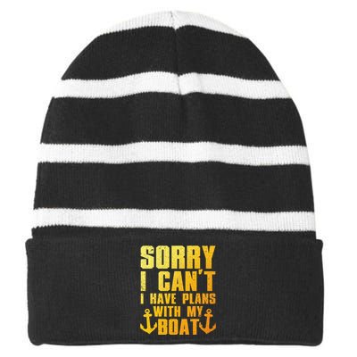 Cool Boat Captain For Pontoon Boat Owners Boating Striped Beanie with Solid Band